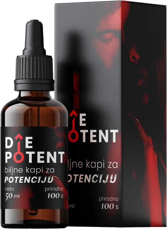 DIE POTENT Drops — bočica biljnih kapi od 50 ml sa kutijom